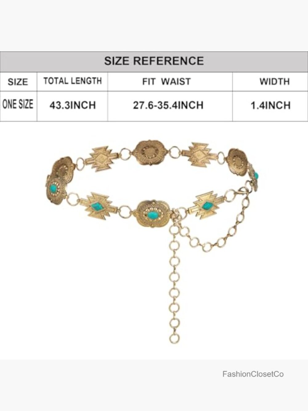 Western Metal Concho Belt Chain for Women Dress Waist - Picture 2 of 6